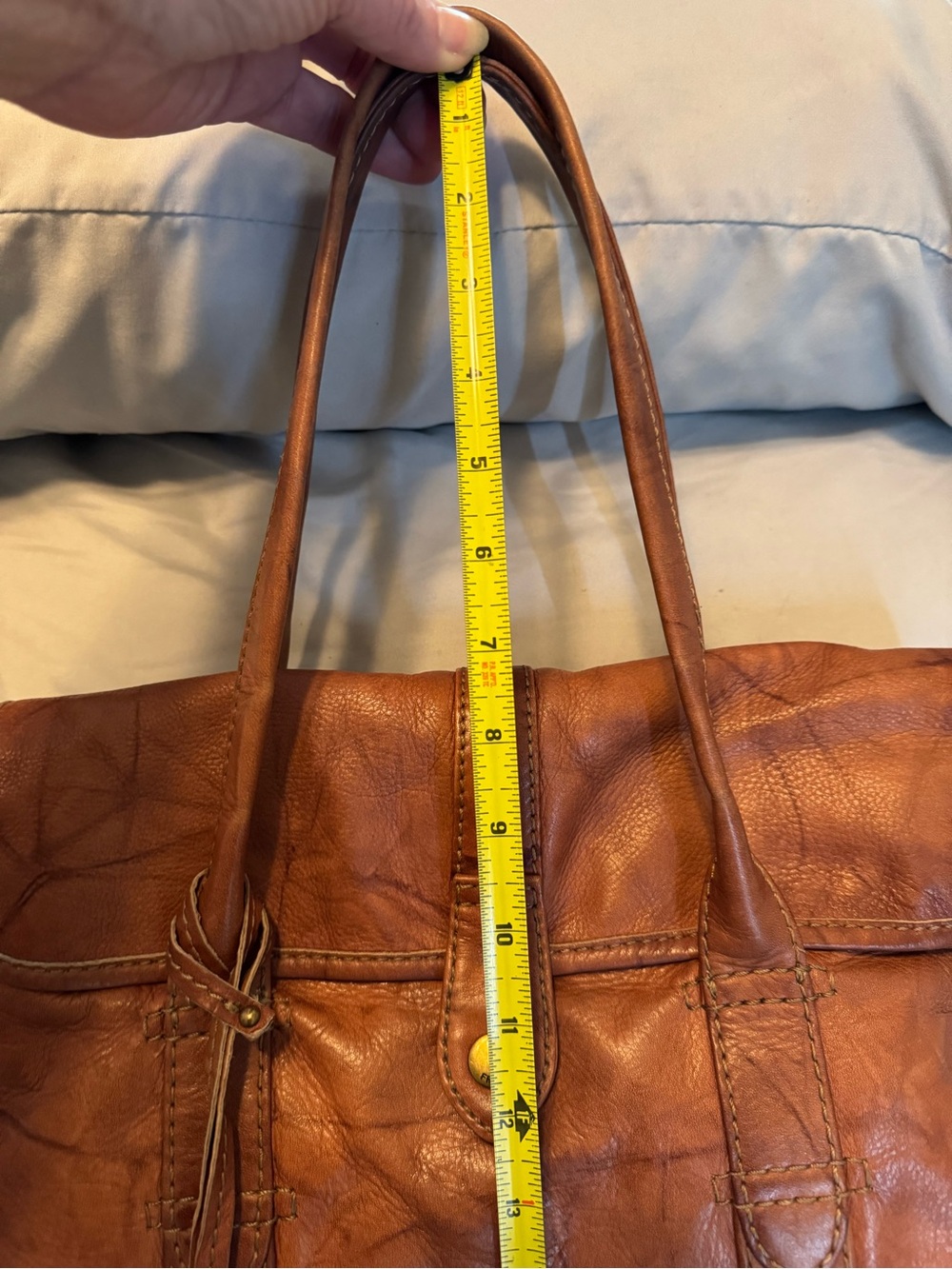 Vintage Frye Campus Leather Satchel/Handbag in Camel Brown - Picture 6 of 15
